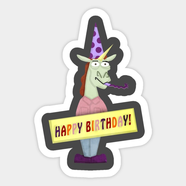 Big Happy Birthday Unicorn Sticker by Thatssounicorny